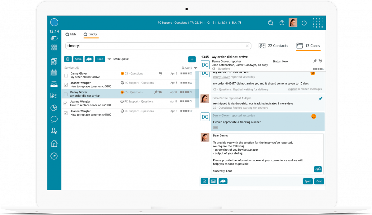Email call center software