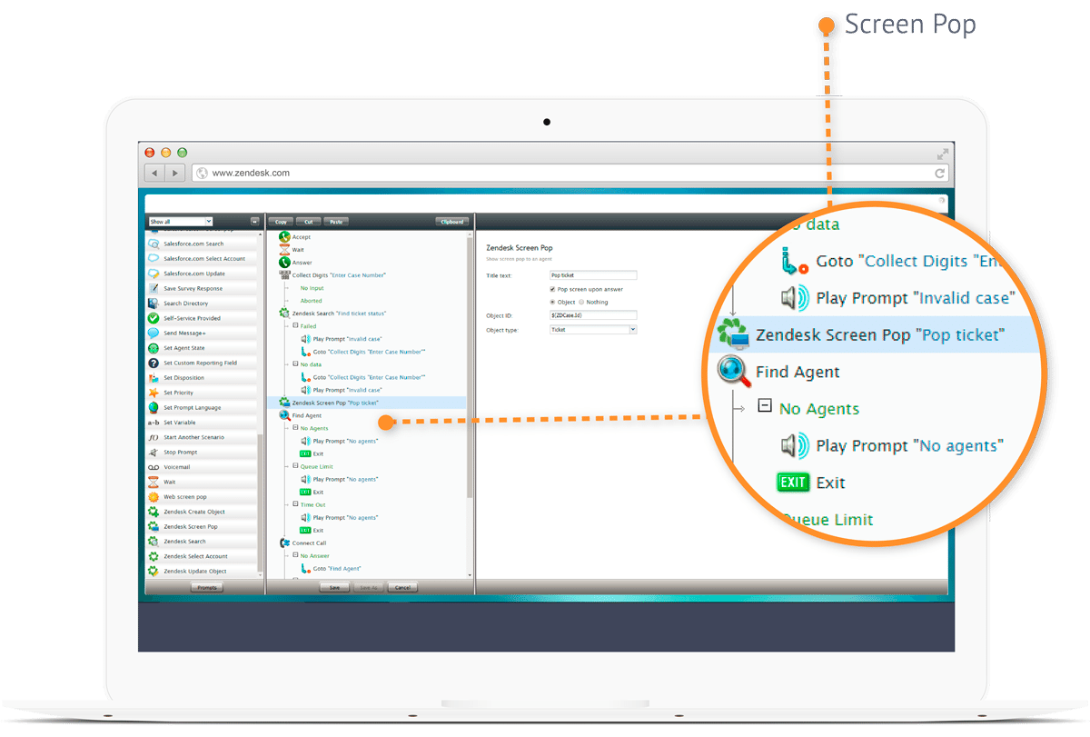 Zendesk screen pop