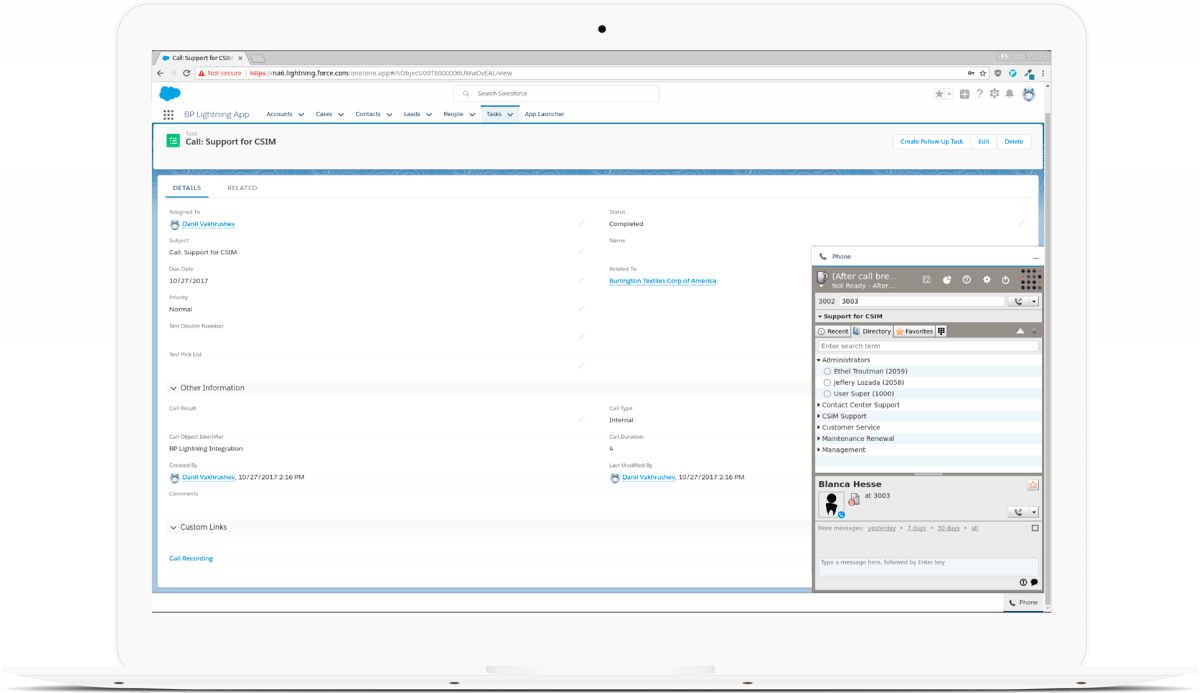 salesforce call recording activities