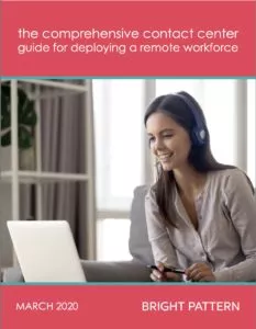 Woman working remotely for a call center with headset