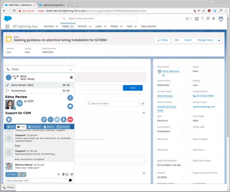 Call center agents using Bright Pattern’s contact center solution with Salesforce CRM integration