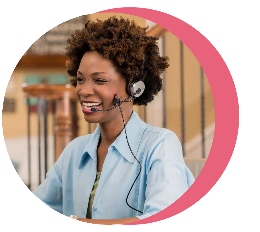 working from home at a call center