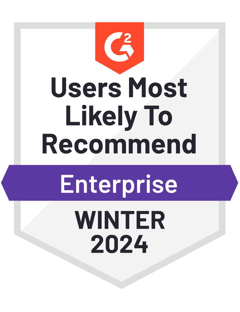 G2 2024 Winter Enterprise Users Most Likely to Recommend